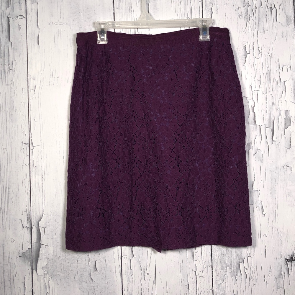 J.Crew Purple Lace Pencil Skirt Sz 10 EUC
